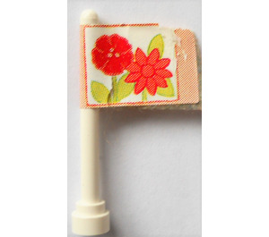 LEGO White Antenna 1 x 4 with Flowers Sticker with Rounded Top (3957)