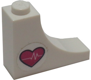 LEGO White Arch 1 x 3 x 2 with Inside Bow with Heartbeat Pattern (Right) Sticker (18653)