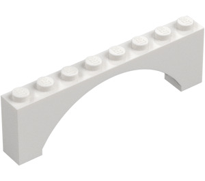 LEGO White Arch 1 x 8 x 2 Raised, Thin Top without Reinforced Underside (16577 / 40296)