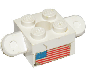 LEGO White Arm Brick 2 x 2 Arm Holder with Hole and 2 Arms with USA Flag Sticker