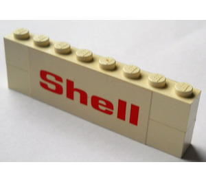 LEGO White Assembly of 2 bricks 1 x 8 with 'Shell' sticker on opposite sides (Set 377)