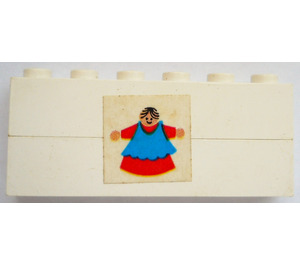 LEGO White Assembly of 2 white bricks 1 x 6 with Woman sticker from Set 262