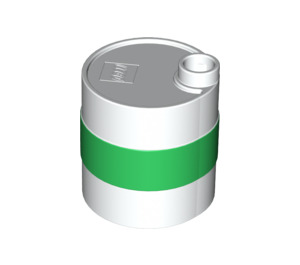 LEGO White Barrel 2 x 2 x 2 with Green Stripe (60777)