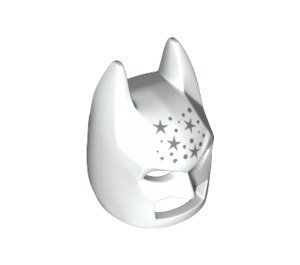 LEGO Weiß Batman Cowl Maske mit Stars mit eckigen Ohren (10113 / 58468)