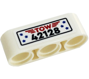 LEGO Wit Balk 3 met '42128', Sterren, 'TOW' Sticker (32523)