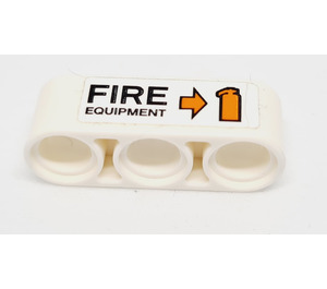 LEGO White Beam 3 with Arrow, Fire Extinguisher and 'FIRE EQUIPMENT' - Right Side Sticker (32523)