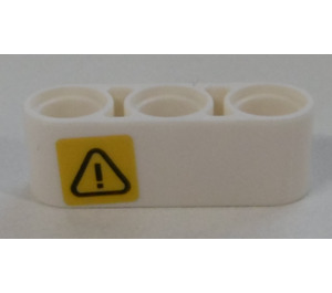 LEGO White Beam 3 with Exclamation mark in triangle (Left) Sticker (32523)