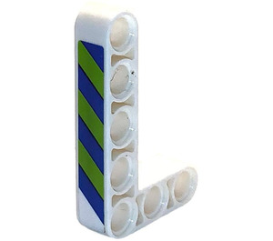 LEGO White Beam 3 x 5 Bent 90 degrees, 3 and 5 Holes with Blue and Lime Stripes right Sticker (32526)