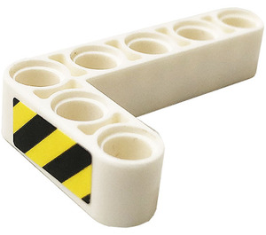 LEGO Wit Balk 3 x 5 Krom 90 graden, 3 en 5 Gaten met Danger Strepen Sticker (32526)