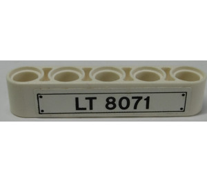 LEGO Wit Balk 5 met 'LT 8071' Sticker (32316)