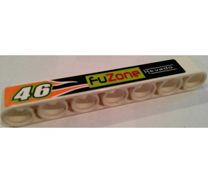 LEGO White Beam 7 with '46', 'fuZone', 'Hevado', Orange Flames Sticker (32524)