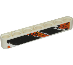 LEGO White Beam 7 with Black and Orange Stripes 1 Sticker (32524)