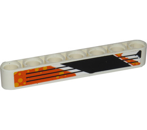 LEGO White Beam 7 with Black and Orange Stripes 2 Sticker (32524)