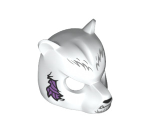 LEGO White Bear Mask with Gray Fur and Lavender Wound (20227)