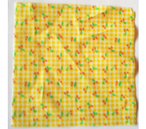 LEGO White Blanket 22 x 12 with Yellow Check Stripes and Cherries