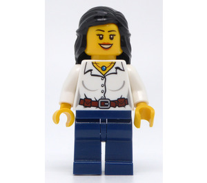 LEGO Bílá Blouse s Pás a Černá Vlasy Minifigurka