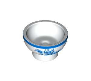 LEGO Weiß Bowl mit Blau Felge und Drachen (34172 / 34835)