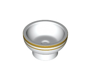 LEGO White Bowl with Gold Rim and Stripe (34172 / 49993)