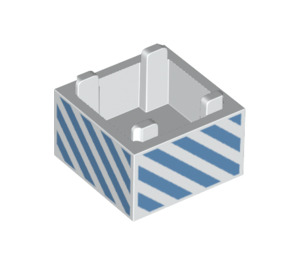 LEGO White Box 2 x 2 with Blue Diagonal Stripes (38361 / 59121)