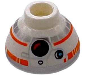 LEGO White Brick 1.5 x 1.5 x 0.7 Round Dome Hat with BB-8 Head with Large Photoreceptor (37840)