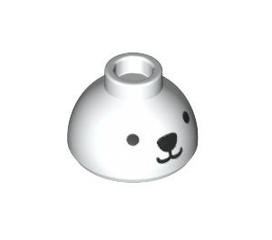 LEGO Blanc Brique 1.5 x 1.5 x 0.7 Rond Dome Chapeau avec Ours Face (37840 / 67674)