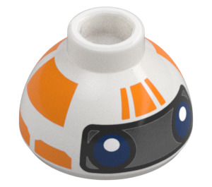 LEGO Hvit Kloss 1.5 x 1.5 x 0.7 Rund Dome Hatt med RJ-83 Oransje Droid Hode (37840 / 106151)