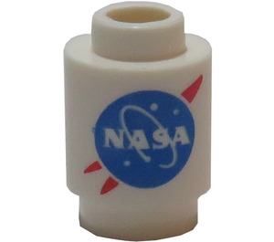 LEGO Vit Kloss 1 x 1 Runda med NASA Dekoration med öppen knopp (3062)