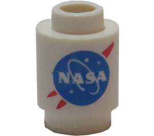 LEGO Wit Steen 1 x 1 Ronde met NASA Decoratie met Open Stud (3062)