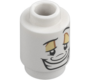 LEGO White Brick 1 x 1 Round with Smug smiley face black lips with Open Stud (3062 / 66397)