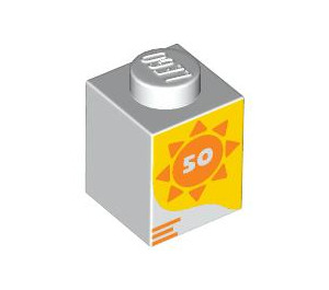 LEGO Weiß Backstein 1 x 1 mit "50" und Sun (3005 / 103419)