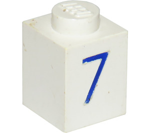 LEGO White Brick 1 x 1 with Blue "7" (3005)