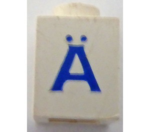 LEGO Hvit Kloss 1 x 1 med Blå "A" med Umlaut (3005)