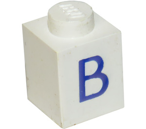 LEGO Weiß Stein 1 x 1 mit Blau 'B' (3005)