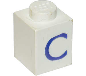 LEGO blanc Brique 1 x 1 avec Bleu "C" (3005)