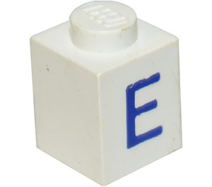 LEGO Wit Steen 1 x 1 met Blauw "E" (3005)