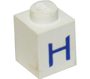 LEGO Wit Steen 1 x 1 met Blauw "H" (3005)