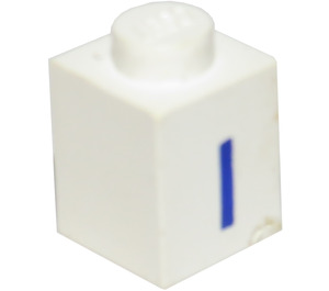 LEGO Wit Steen 1 x 1 met Blauw "I" (3005)