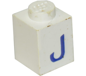 LEGO Wit Steen 1 x 1 met Blauw "J" (3005)