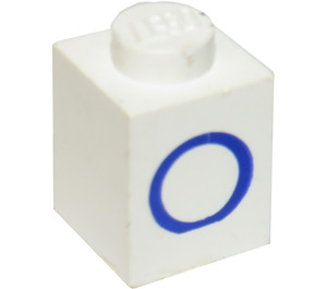 LEGO Weiß Stein 1 x 1 mit Blau "O" (3005)