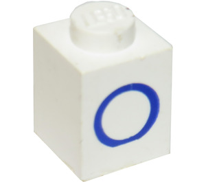 LEGO White Brick 1 x 1 with Blue "O" (3005)