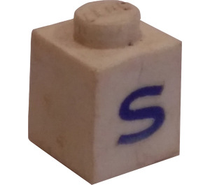 LEGO Weiß Stein 1 x 1 mit Blau "s" (3005)