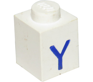 LEGO Weiß Stein 1 x 1 mit Blau "Y" (3005)