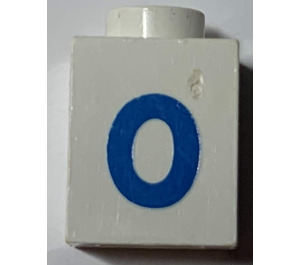 LEGO blanc Brique 1 x 1 avec Bold Bleu "0" (3005)