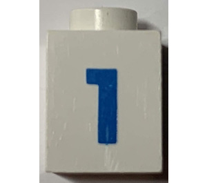 LEGO White Brick 1 x 1 with Bold Blue "1" (3005)