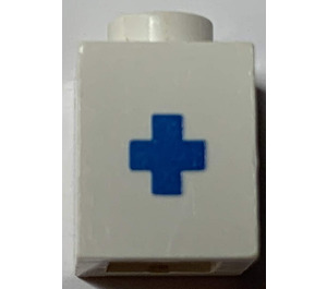 LEGO White Brick 1 x 1 with Bold Blue " " (3005)