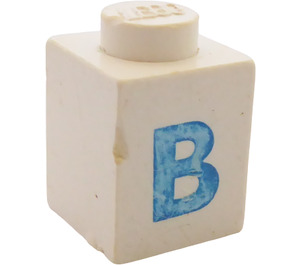 LEGO White Brick 1 x 1 with Bold Blue "B" (3005)