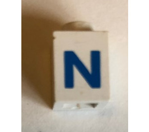LEGO White Brick 1 x 1 with Bold Blue "N" (3005)