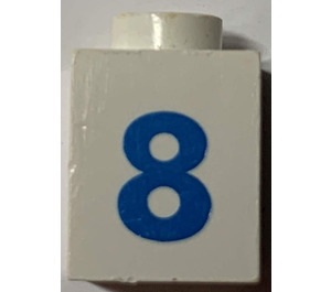 LEGO White Brick 1 x 1 with Bold number 8 (3005)