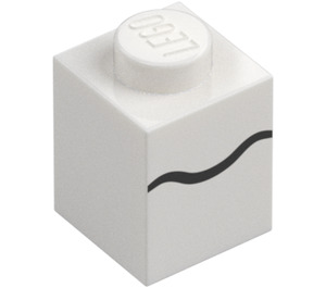 LEGO White Brick 1 x 1 with Boo Mouth Black Line (3005 / 79561)