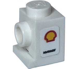 LEGO Weiß Backstein 1 x 1 mit Scheinwerfer mit Shell Logos Aufkleber und Slot (4070)